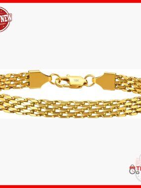 Adjustable 18k Gold Popcorn Chain Bracelet, 7.5 Inches, Hypoallergenic